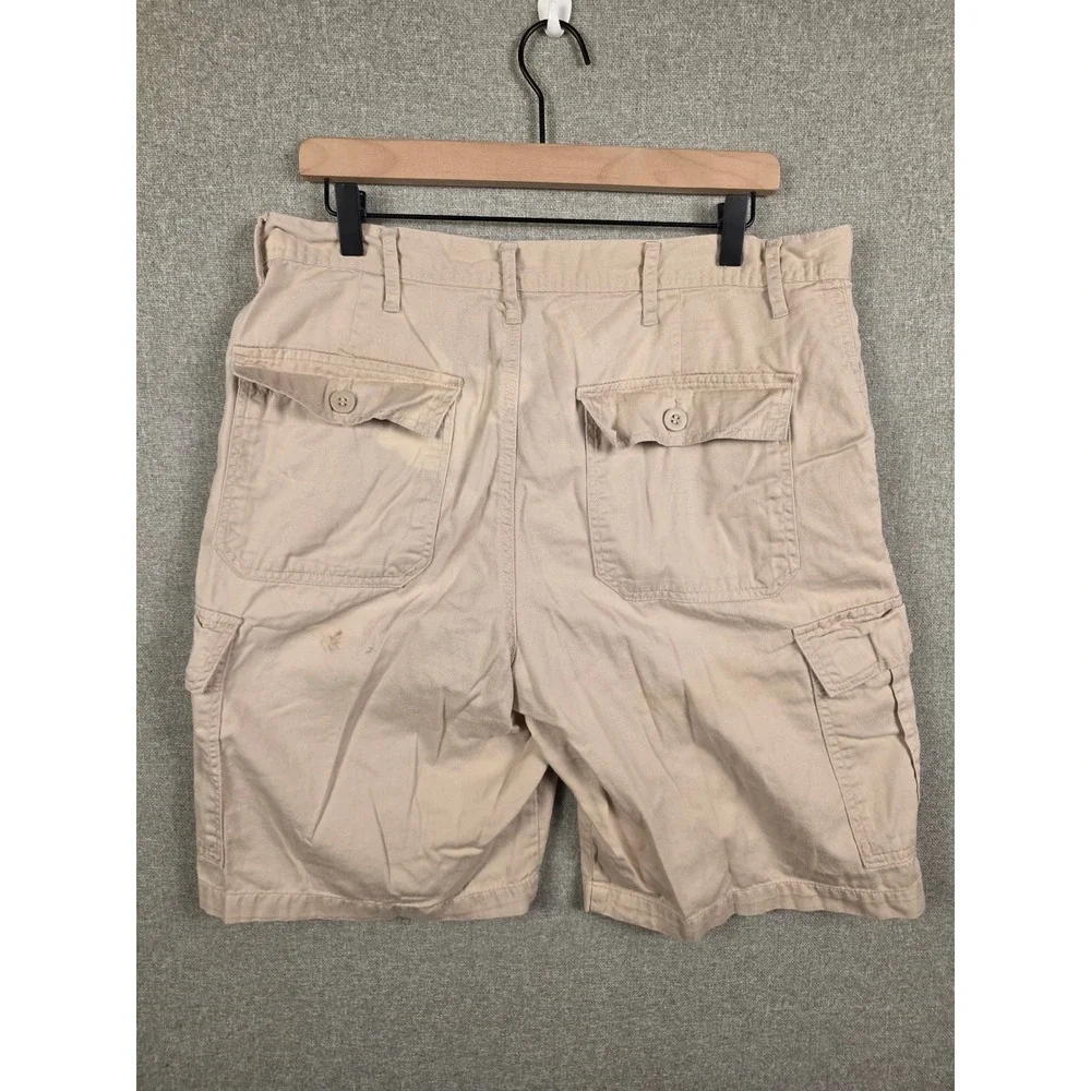 Bugle Boy Mens Khaki Cargo Shorts Tan Cotton Twill Multi Pocket Size 36 Utility